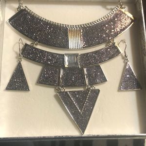 Purple stardust necklace and earring set